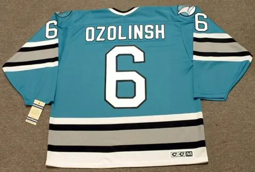 SANDIS OZOLINSH San Jose Sharks 1995 CCM Vintage Throwback NHL Hockey Jersey 