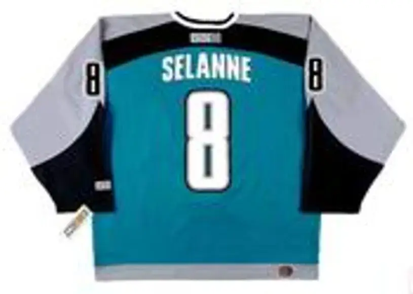 TEEMU SELANNE San Jose Sharks 2002 CCM Throwback NHL Home Hockey Jersey 