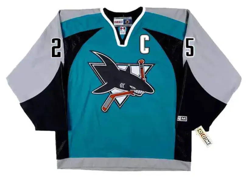 VINCENT DAMPHOUSSE San Jose Sharks 2003 CCM Throwback NHL Hockey Jersey