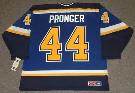 CHRIS PRONGER St. Louis Blues 2001 CCM Throwback Away NHL Hockey Jersey 