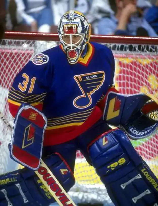 CURTIS JOSEPH St. Louis Blues 1994 Away CCM NHL Vintage Throwback Jersey 
