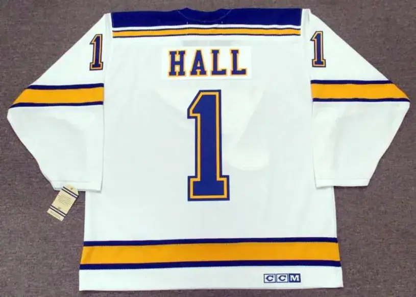 GLENN HALL St. Louis Blues 1967 CCM Vintage Throwback Away NHL Hockey Jersey 