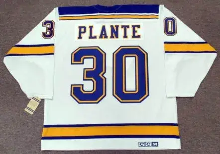 JACQUES PLANTE St. Louis Blues 1968 CCM Vintage Throwback Away NHL Hockey Jersey 