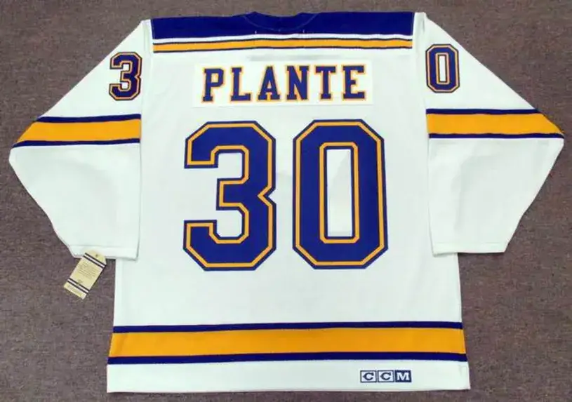 JACQUES PLANTE St. Louis Blues 1968 CCM Vintage Throwback Away NHL Hockey Jersey 