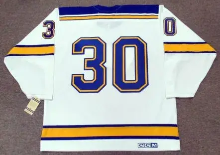 JACQUES PLANTE St. Louis Blues 1968 CCM Vintage Throwback Away NHL Hockey Jersey 