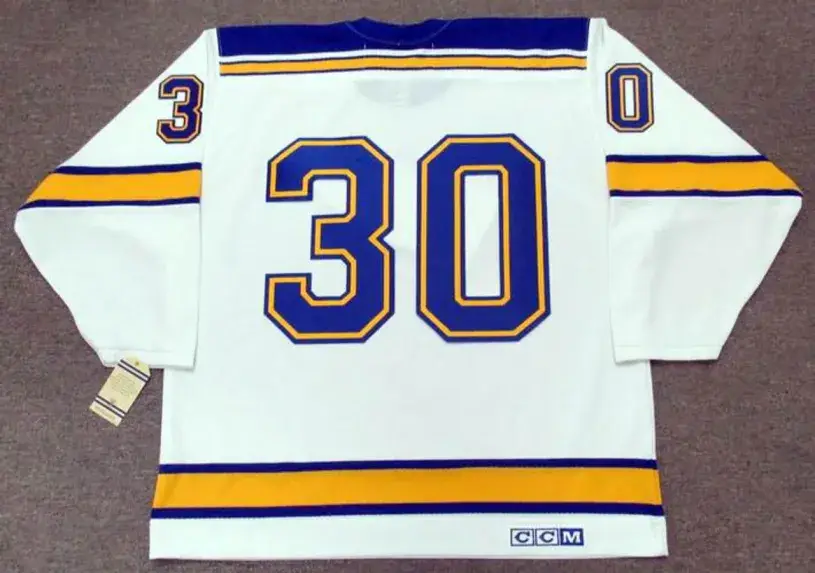JACQUES PLANTE St. Louis Blues 1968 CCM Vintage Throwback Away NHL Hockey Jersey 