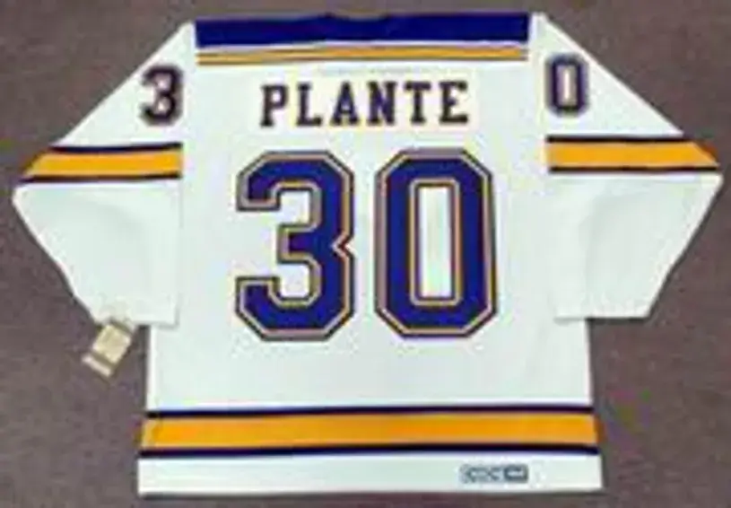 JACQUES PLANTE St. Louis Blues 1968 CCM Vintage Throwback Away NHL Hockey Jersey 
