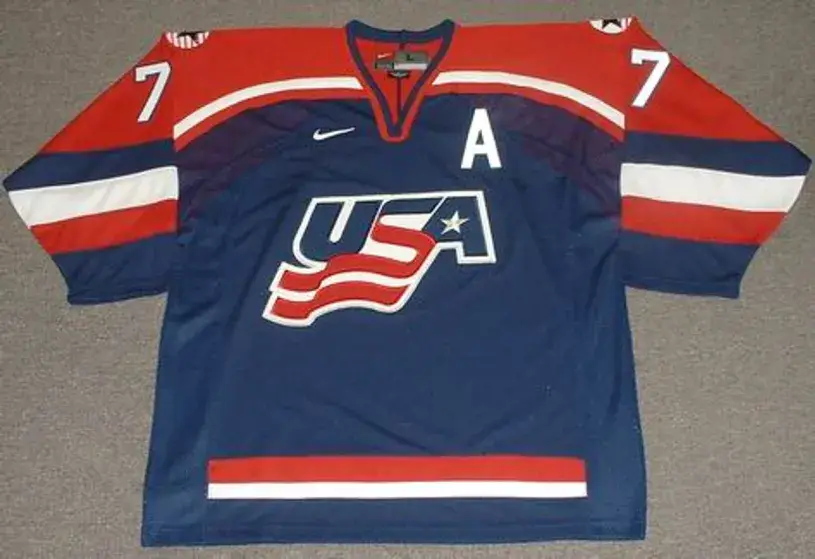 KEITH TKACHUK 2002 USA Nike Olympic Throwback Hockey Jersey