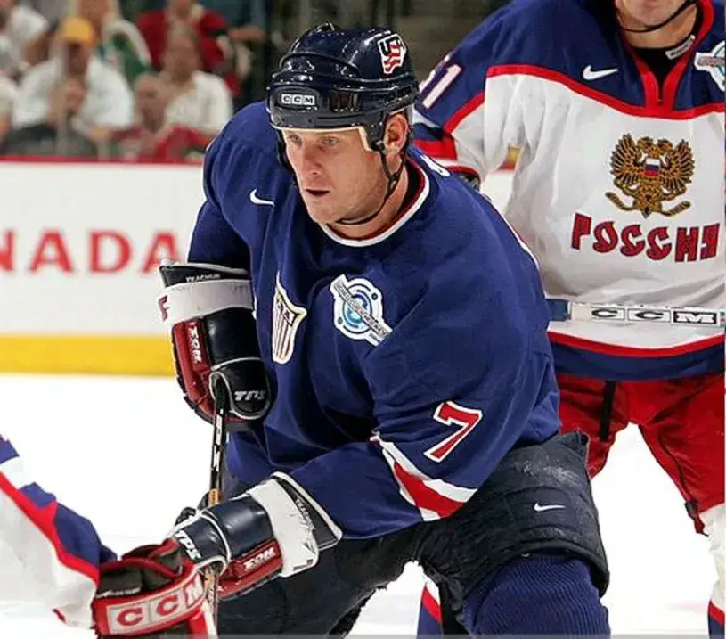 KEITH TKACHUK 2004 “World Cup” USA Nike Throwback Hockey Jersey 