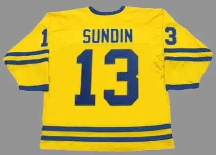 MATS SUNDIN 2002 Team Sweden Nike Olympic Throwback Hockey Jersey 