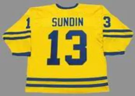MATS SUNDIN 2002 Team Sweden Nike Olympic Throwback Hockey Jersey 