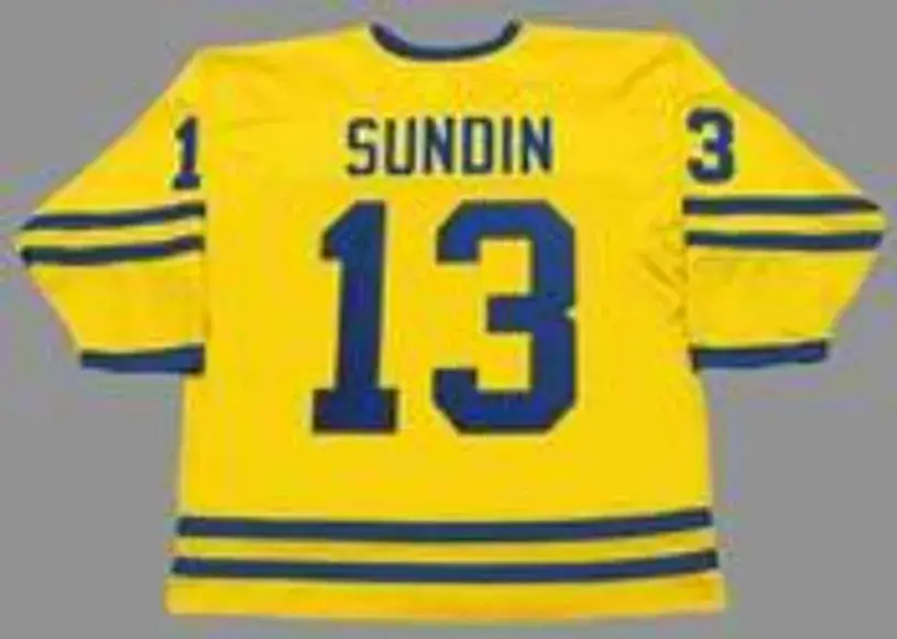 MATS SUNDIN 2002 Team Sweden Nike Olympic Throwback Hockey Jersey 
