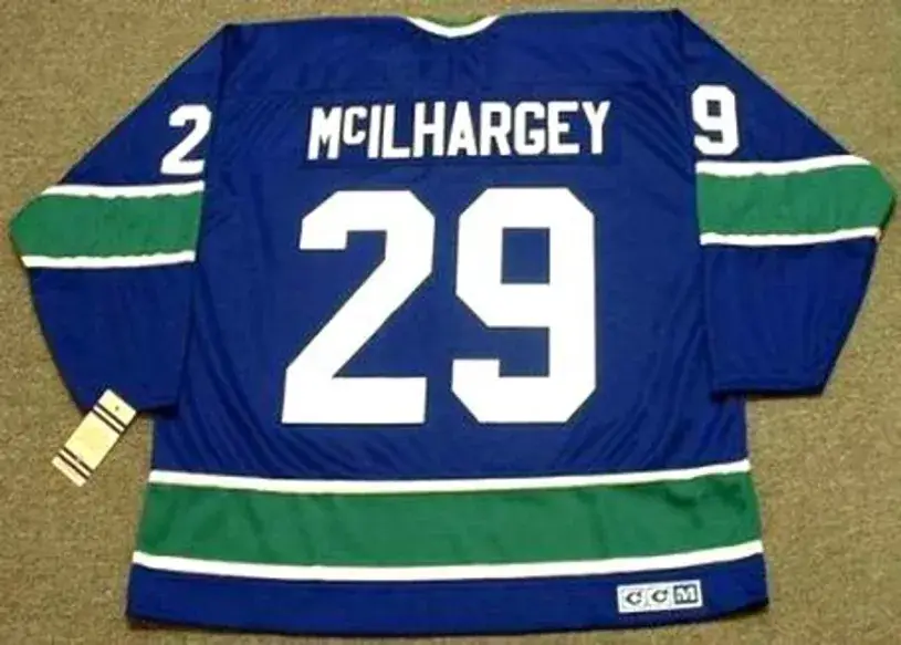 JACK McILHARGEY Vancouver Canucks 1976 CCM Vintage Throwback NHL Hockey Jersey 