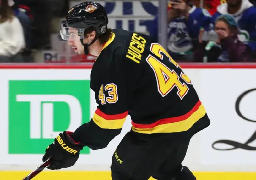 QUINN HUGHES Vancouver Canucks 1990’s CCM NHL Vintage Throwback Jersey 