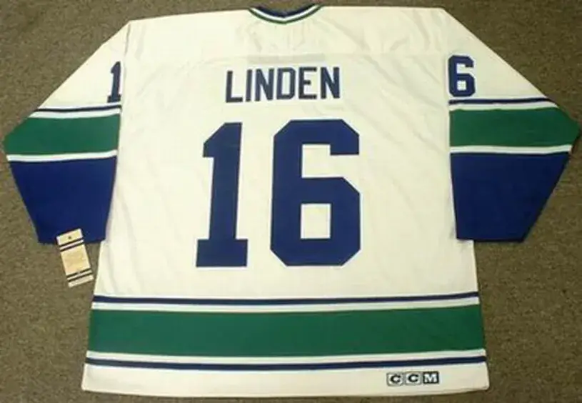TREVOR LINDEN Vancouver Canucks 1970’s CCM Vintage Throwback Away Hockey Jersey