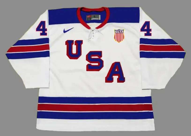 JOHN CARLSON 2014 USA Nike Olympic Throwback Hockey Jersey