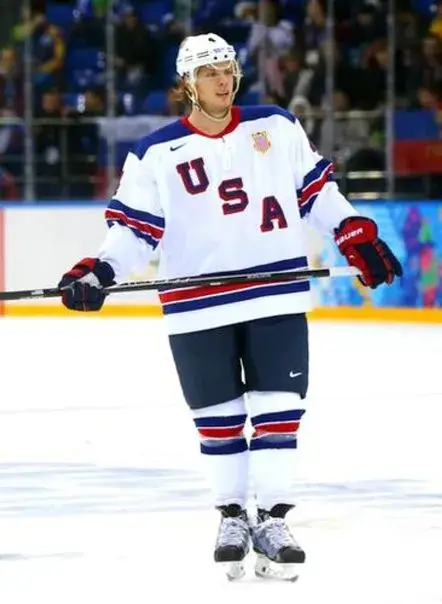 JOHN CARLSON 2014 USA Nike Olympic Throwback Hockey Jersey 
