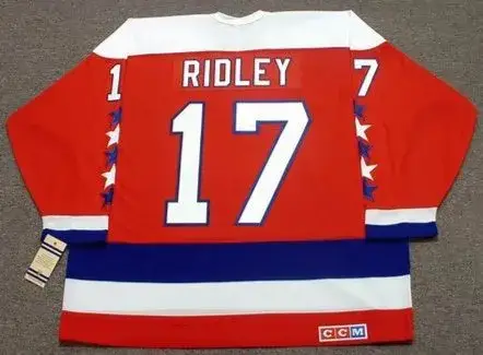 MIKE RIDLEY Washington Capitals 1990 CCM Vintage Throwback NHL Hockey Jersey 