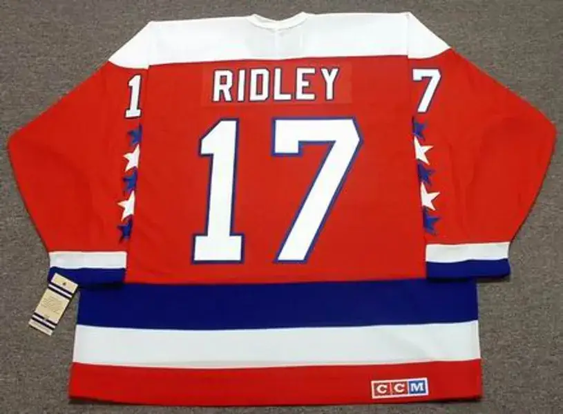 MIKE RIDLEY Washington Capitals 1990 CCM Vintage Throwback NHL Hockey Jersey 