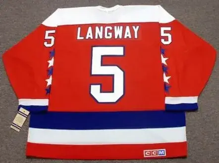 ROD LANGWAY Washington Capitals 1988 CCM Vintage Throwback NHL Hockey Jersey 