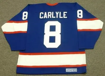 RANDY CARLYLE Winnipeg Jets 1990 CCM Vintage Throwback Away NHL Hockey Jersey 