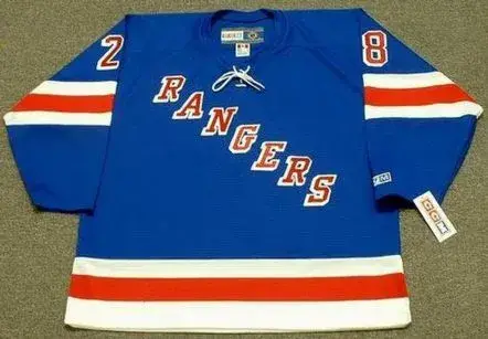 TIE DOMI New York Rangers 1990’s Away CCM NHL Vintage Throwback Jersey