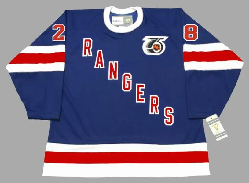TIE DOMI New York Rangers 1991 CCM Vintage Throwback NHL Hockey Jersey