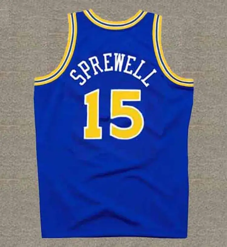 LATRELL SPREWELL Golden State Warriors 1993 Throwback NBA Basketball Jersey 