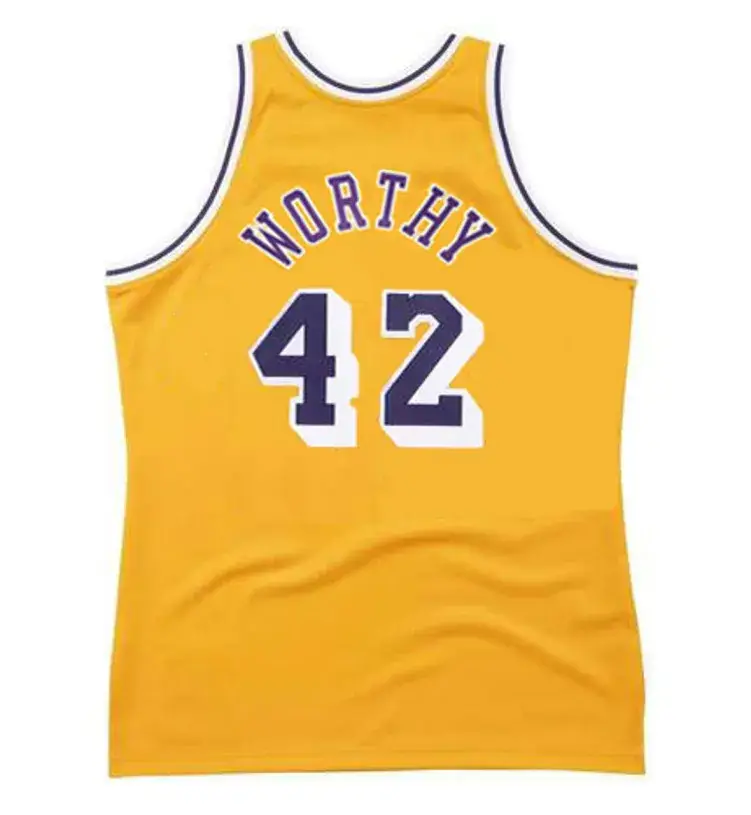 JAMES WORTHY Los Angeles Lakers 1987 Home Throwback NBA Basketball Jersey 