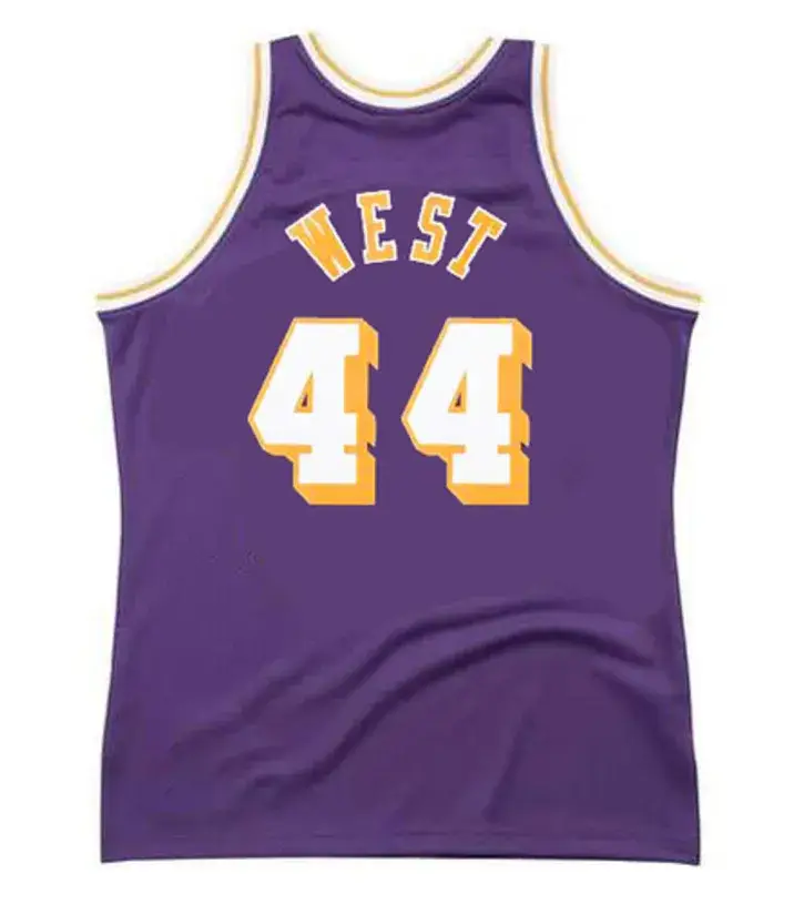JERRY WEST Los Angeles Lakers 1973 Away Throwback NBA Basketball Jersey 