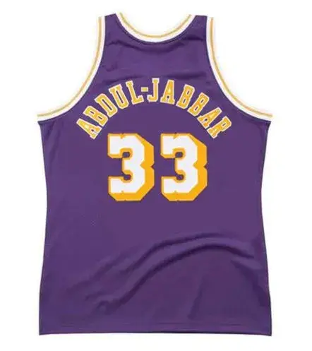 KAREEM ABDUL-JABBAR Los Angeles Lakers 1987 Away Throwback NBA Basketball Jersey 