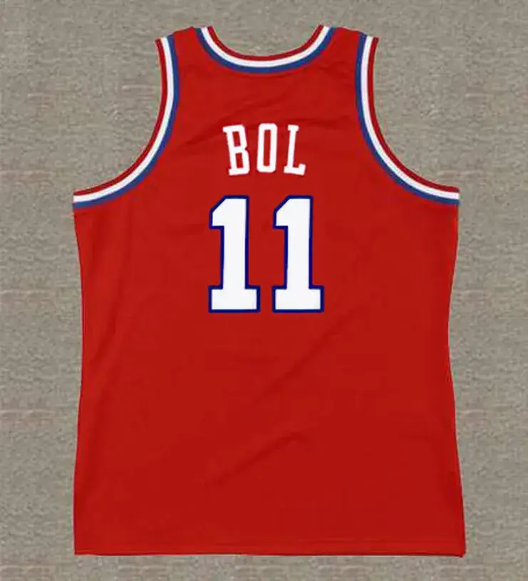 MANUTE BOL Philadelphia 76ers 1990 Throwback NBA Basketball Jersey 