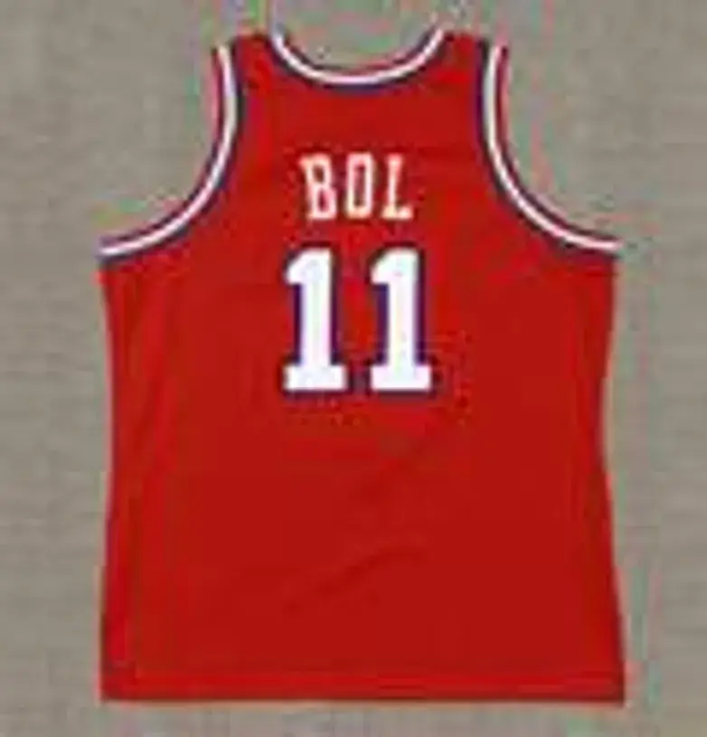 MANUTE BOL Philadelphia 76ers 1990 Throwback NBA Basketball Jersey 