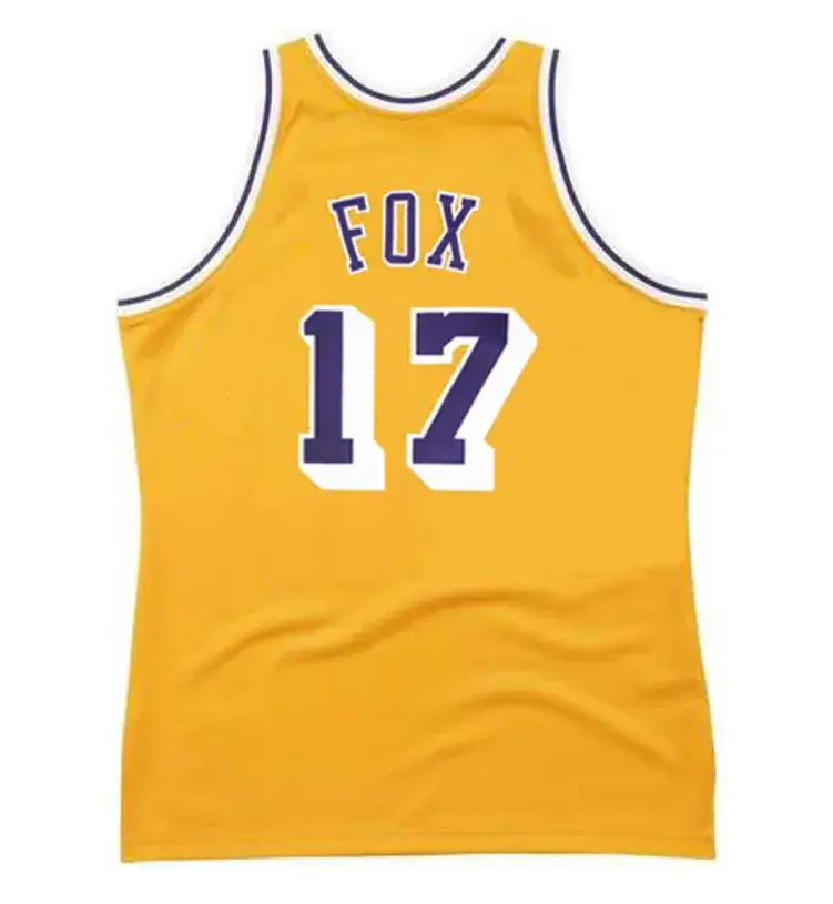 RICK FOX Los Angeles Lakers 1997 Home Throwback NBA Basketball Jersey 