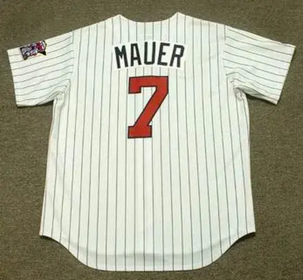 JOE MAUER Minnesota Twins 2010 Majestic Throwback Home Baseball Jersey 
