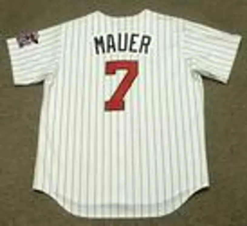 JOE MAUER Minnesota Twins 2010 Majestic Throwback Home Baseball Jersey 