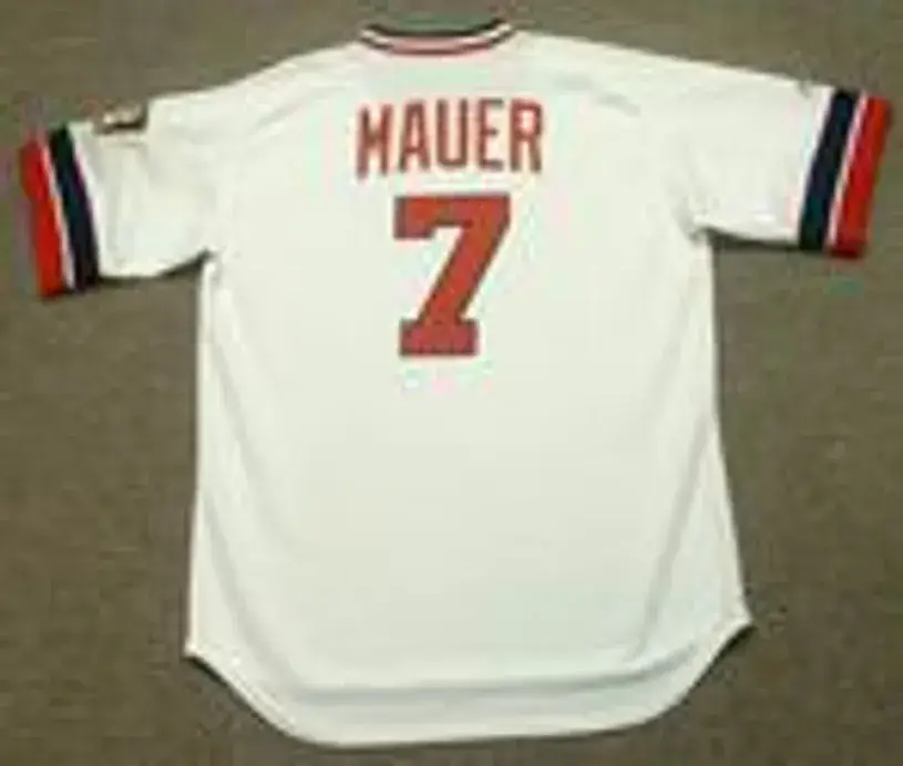 JOE MAUER Minnesota Twins Majestic Cooperstown Throwback Home Baseball Jersey 