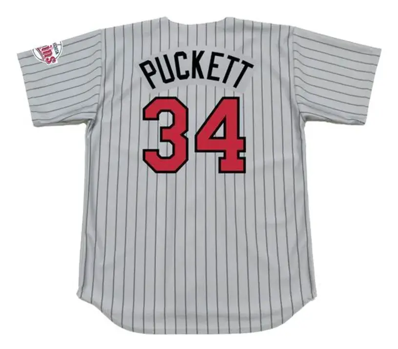 KIRBY PUCKETT Minnesota Twins 1991 Away Majestic Baseball Throwback Jersey 