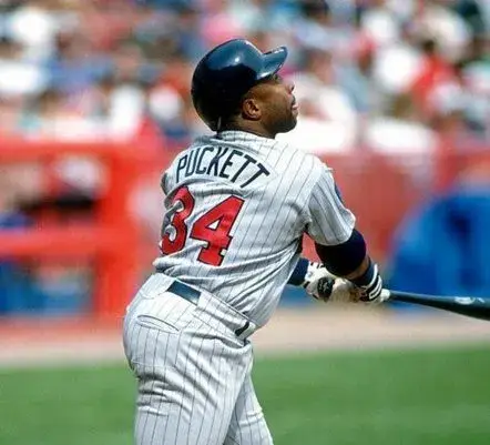 KIRBY PUCKETT Minnesota Twins 1991 Away Majestic Baseball Throwback Jersey 