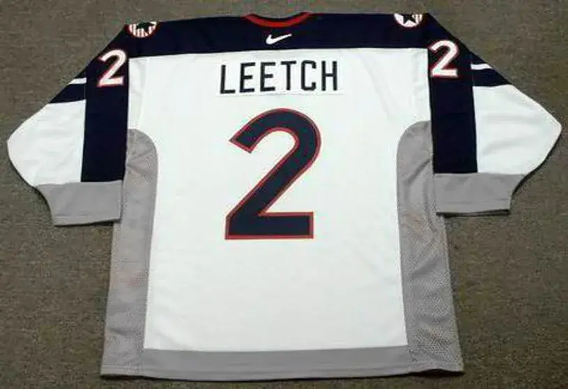 BRIAN LEETCH 1998 USA Nike Olympic Throwback Hockey Jersey 
