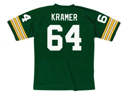 JERRY KRAMER Green Bay Packers 1960’s Throwback NFL Football Jersey 