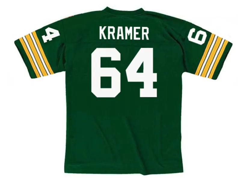 JERRY KRAMER Green Bay Packers 1960’s Throwback NFL Football Jersey 