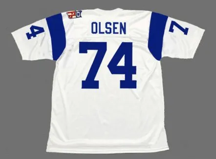 MERLIN OLSEN Los Angeles Rams 1969 Throwback NFL Football Jersey 