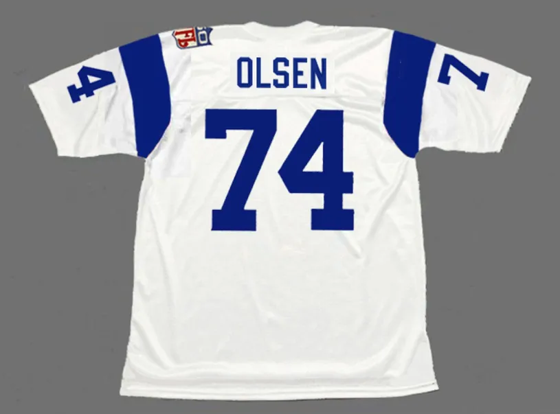 MERLIN OLSEN Los Angeles Rams 1969 Throwback NFL Football Jersey 