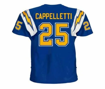 JOHN CAPPELLETTI San Diego Chargers 1981 Throwback NFL Football Jersey 