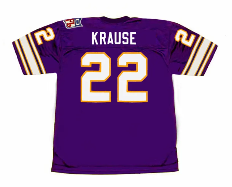 PAUL KRAUSE Minnesota Vikings 1969 Throwback Home NFL Football Jersey 