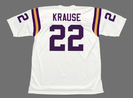 PAUL KRAUSE Minnesota Vikings 1975 Away Throwback NFL Football Jersey 