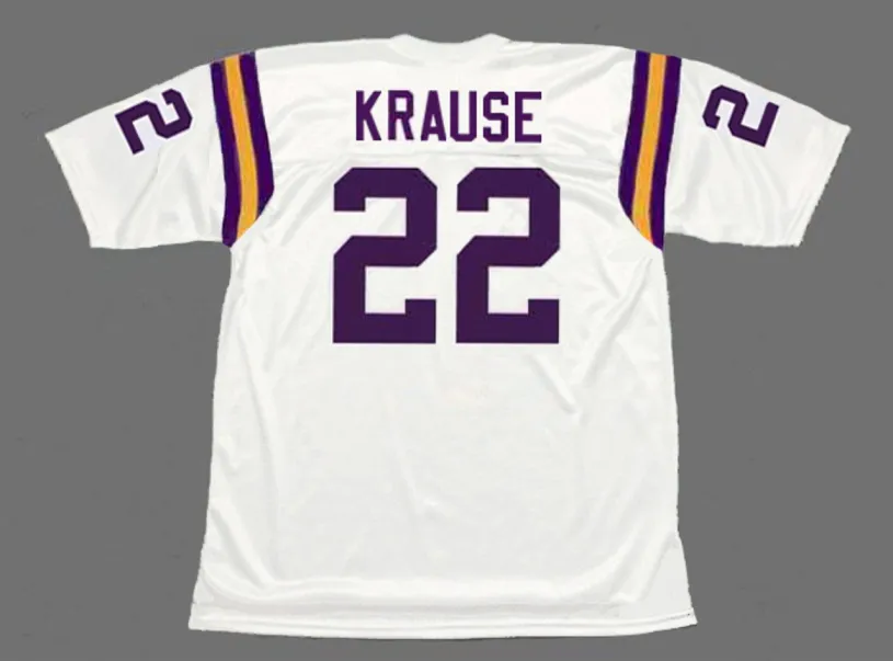 PAUL KRAUSE Minnesota Vikings 1975 Away Throwback NFL Football Jersey 