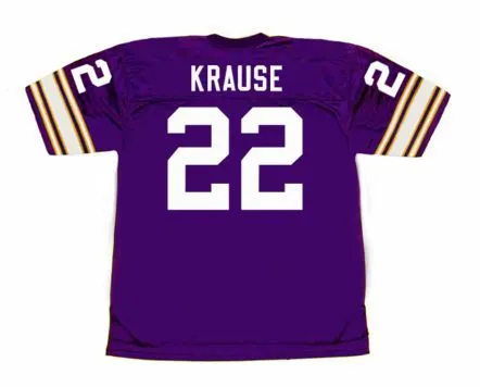 PAUL KRAUSE Minnesota Vikings 1975 Home Throwback NFL Football Jersey 