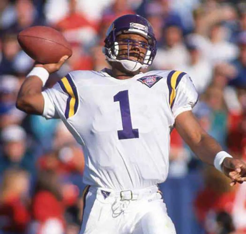 WARREN MOON Minnesota Vikings 1994 Throwback Away NFL Football Jersey 